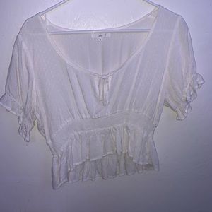 Tillys white cropped flowy shirt